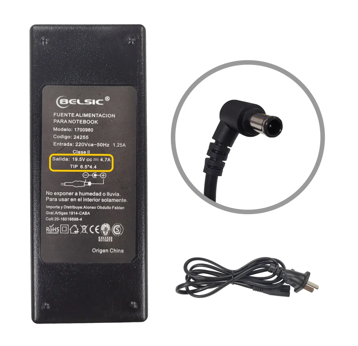 CARGADOR BELSIC P/ SONY 19V 4.74 AMP 90W 24255