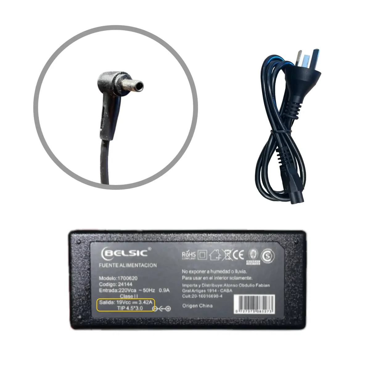 CARGADOR BELSIC P/ASUS VIVOBOOK 4.5X3.0
