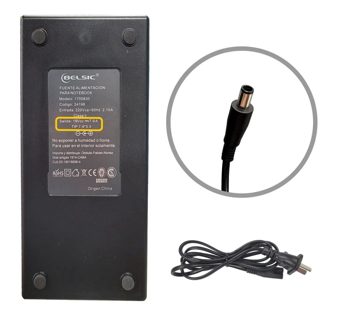 CARGADOR PARA HP 19V 7.9A 7.4*5.0