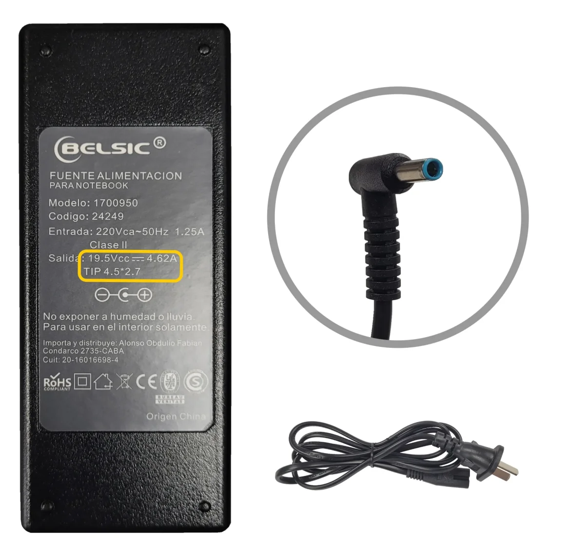 CARGADOR BELSIC P/HP PIN AZUL 90W
