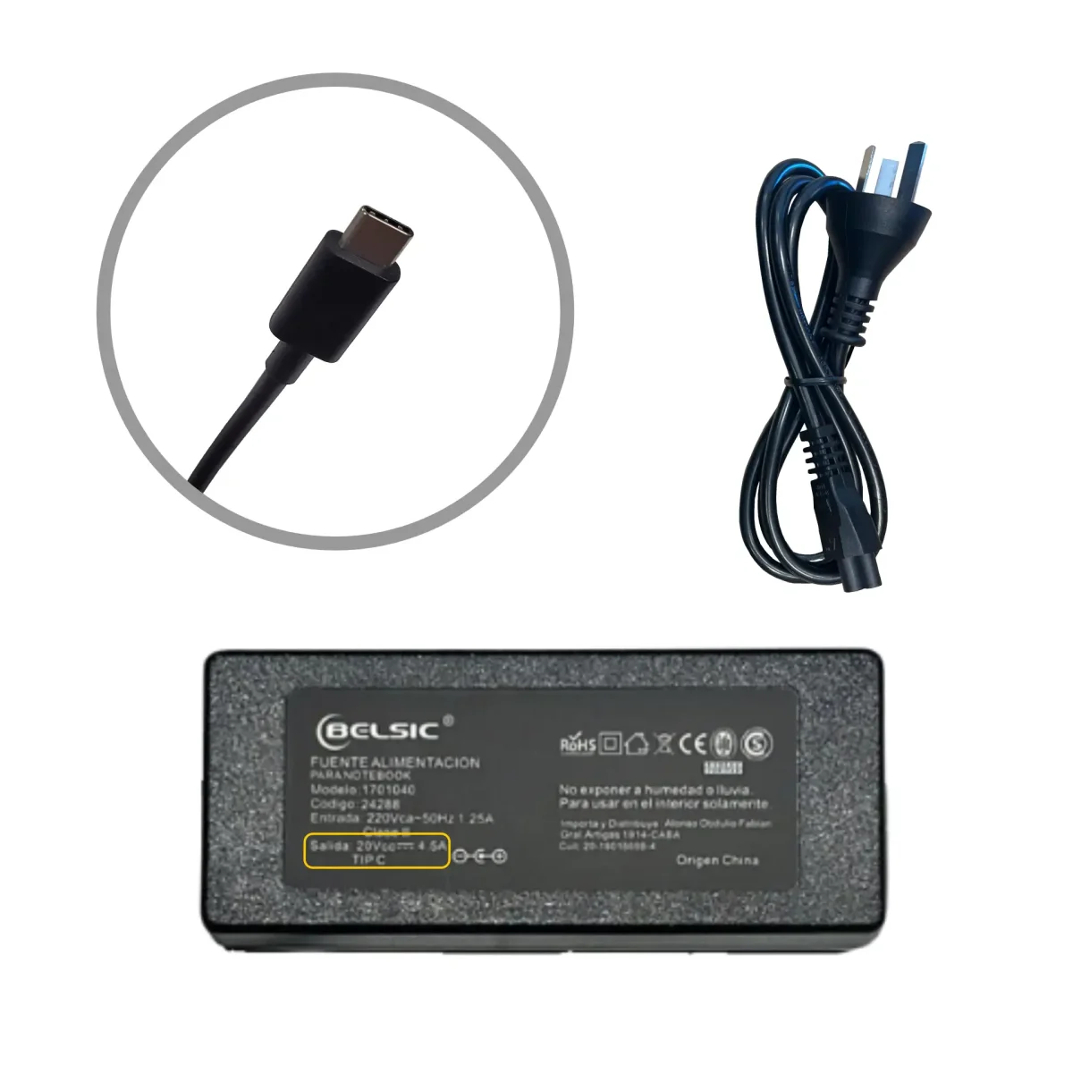 CARGADOR BELSIC 20V 4.5A TIPO C