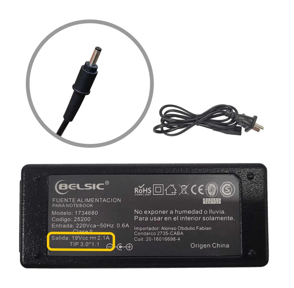 CARGADOR BELSIC PARA NET SAMSUNG 3.0 1.1 19V 2.1A