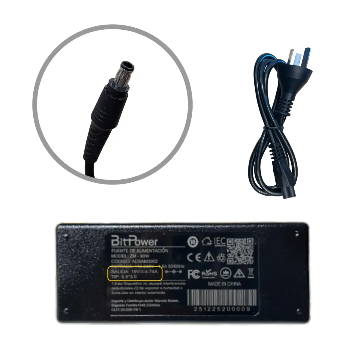 CARGADOR BITPOWER 19V 4.74A 5.5 * 3.0