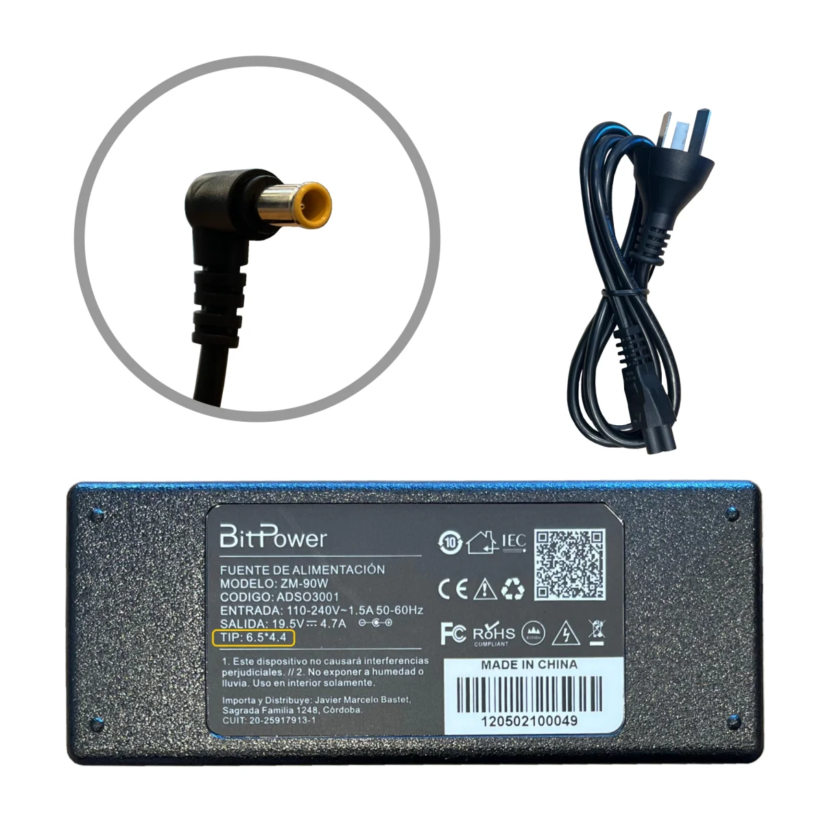 CARGADOR BITPOWER P/SON 19.5V 4.7A 6.5*4.4 / 10128