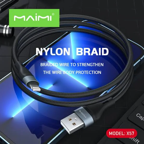 CABLE 6 AMP USB A - LIGHTING IPHONE MALLADO 1 CARGA RAPIDO PREMIUM