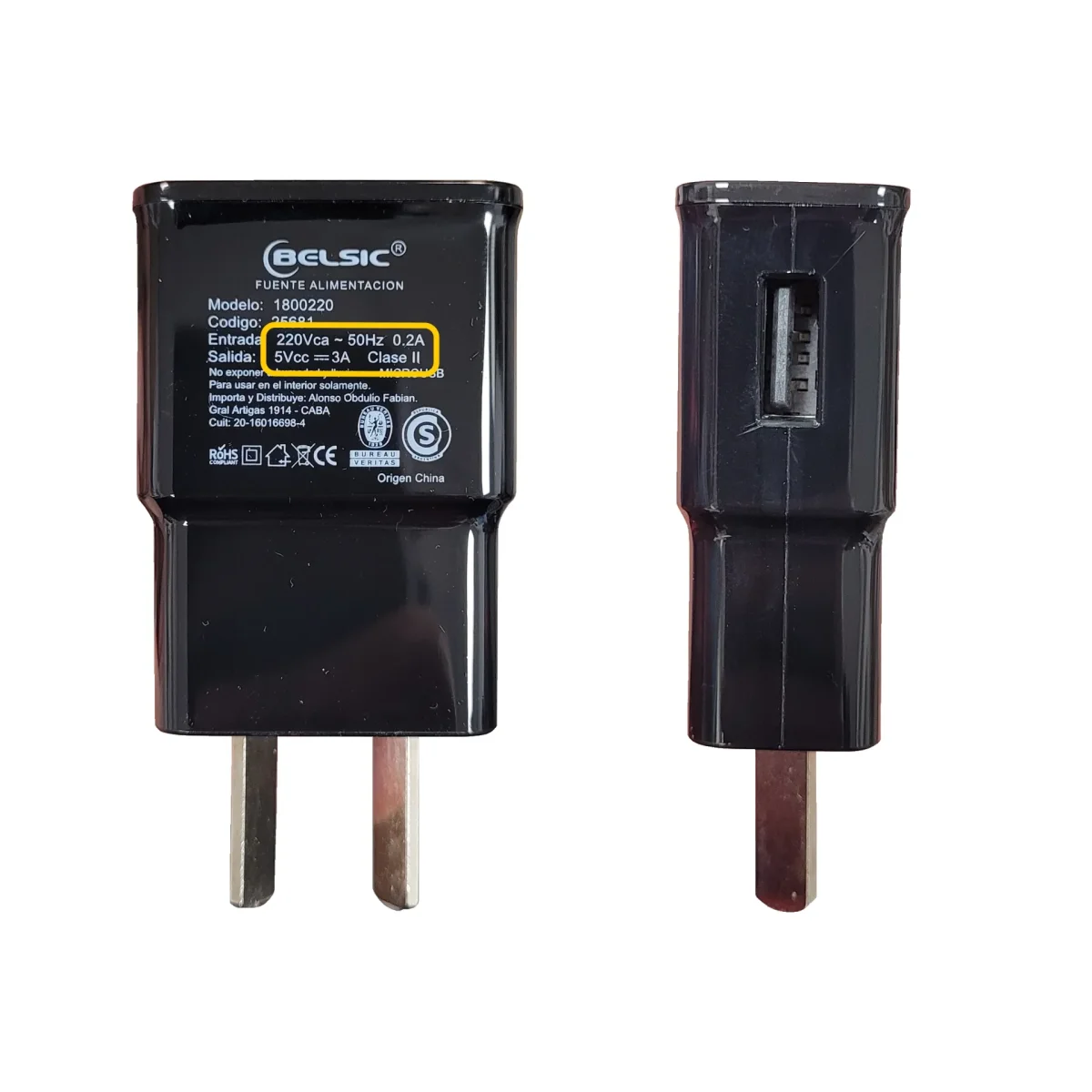 CARGADOR USB 5V 3A