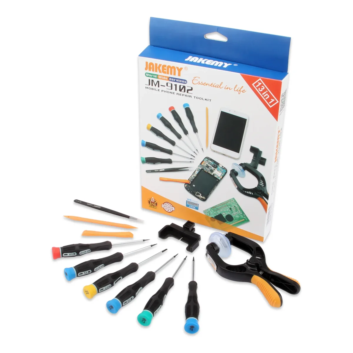 SET DE HERRAMIENTAS JAKEMY TABLET CELULAR 13 EN 1