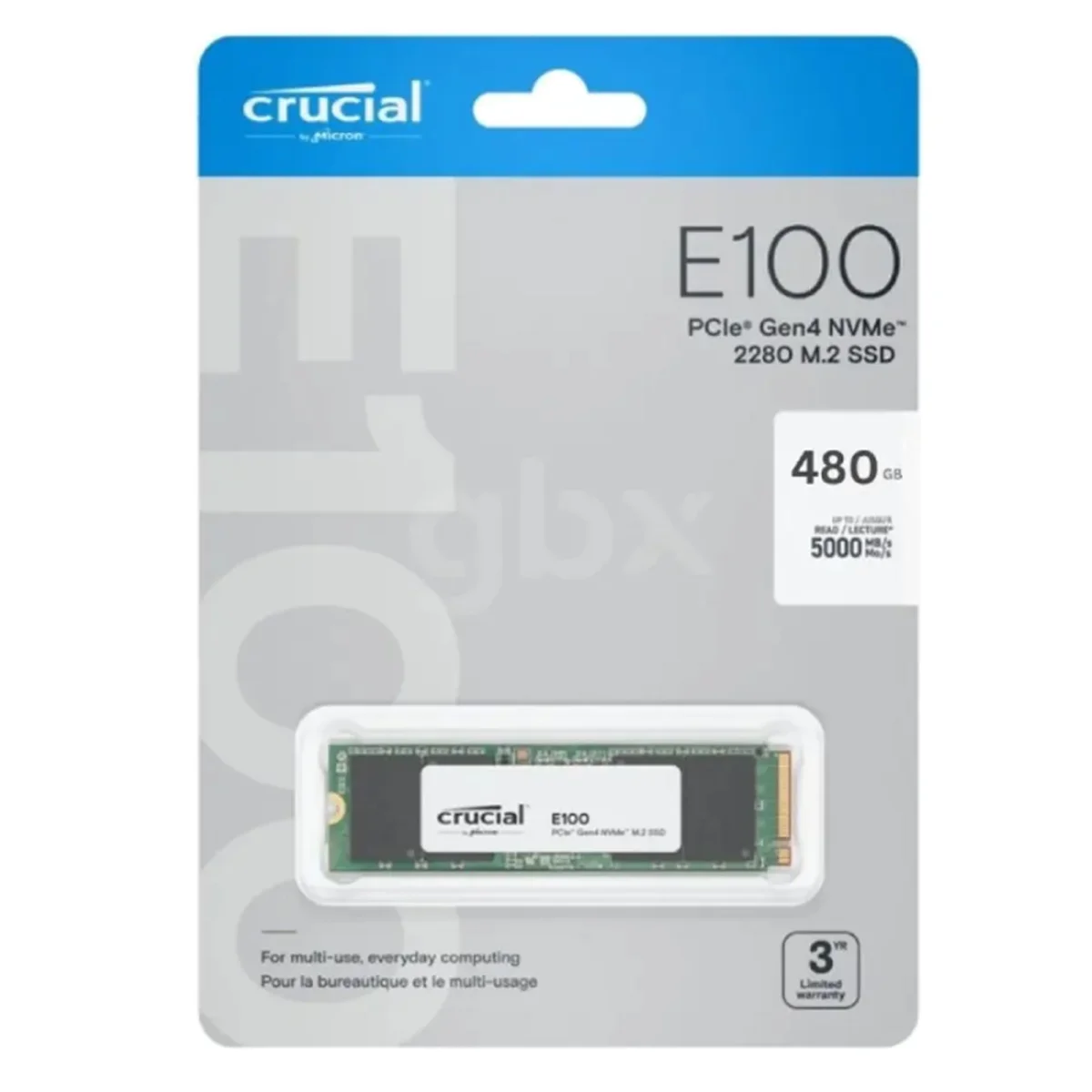 SSD 480 GB CRUCIAL E100 NVME PCIE M2 G4