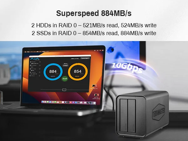 TERRAMASTER 2 BAHIAS USB3.2 GEN2 10GBPS RAID 0/1/JBOD/SINGLE