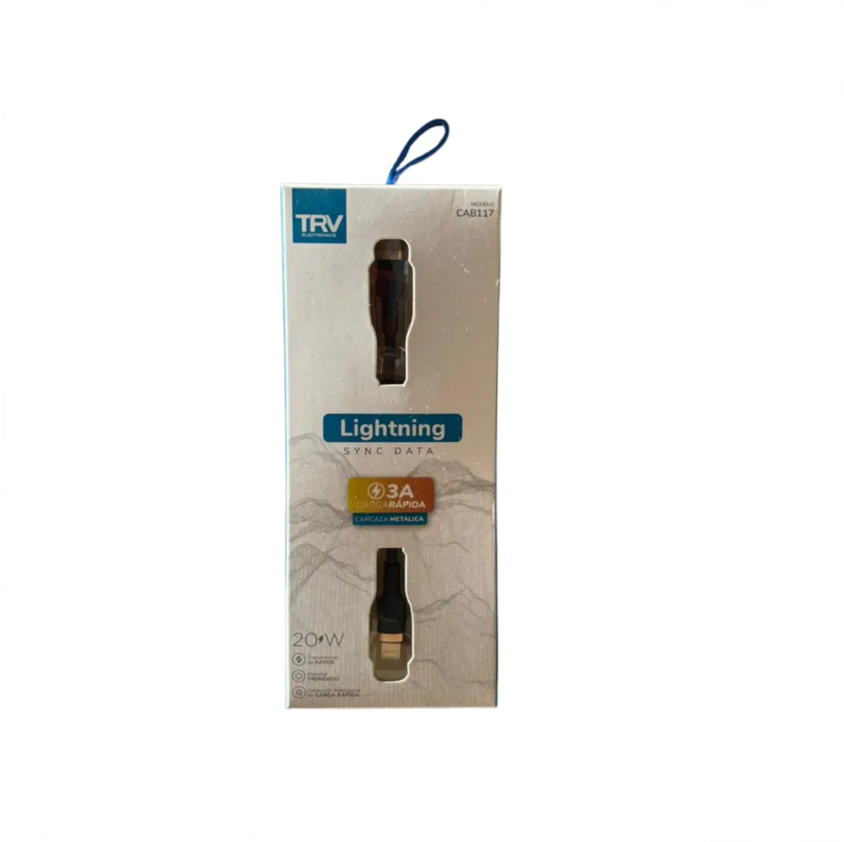 CABLE TRV USB C / LIGHTNING 20W 1MT AZUL MALLADO